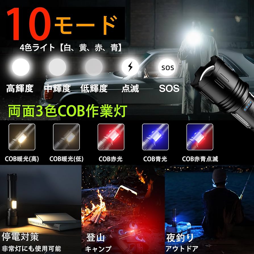 ハンデライト Amazon.co.jp: 【最新强化モデル LEDライト】超高輝度 懐中電灯